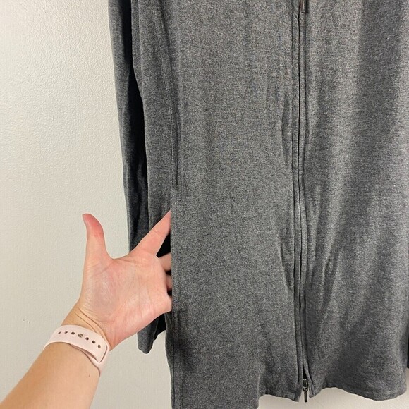 EILEEN FISHER GRAY V-NECK FULL ZIP Viscose Spandex JACKET POCKETS size Large - Picture 4 of 9